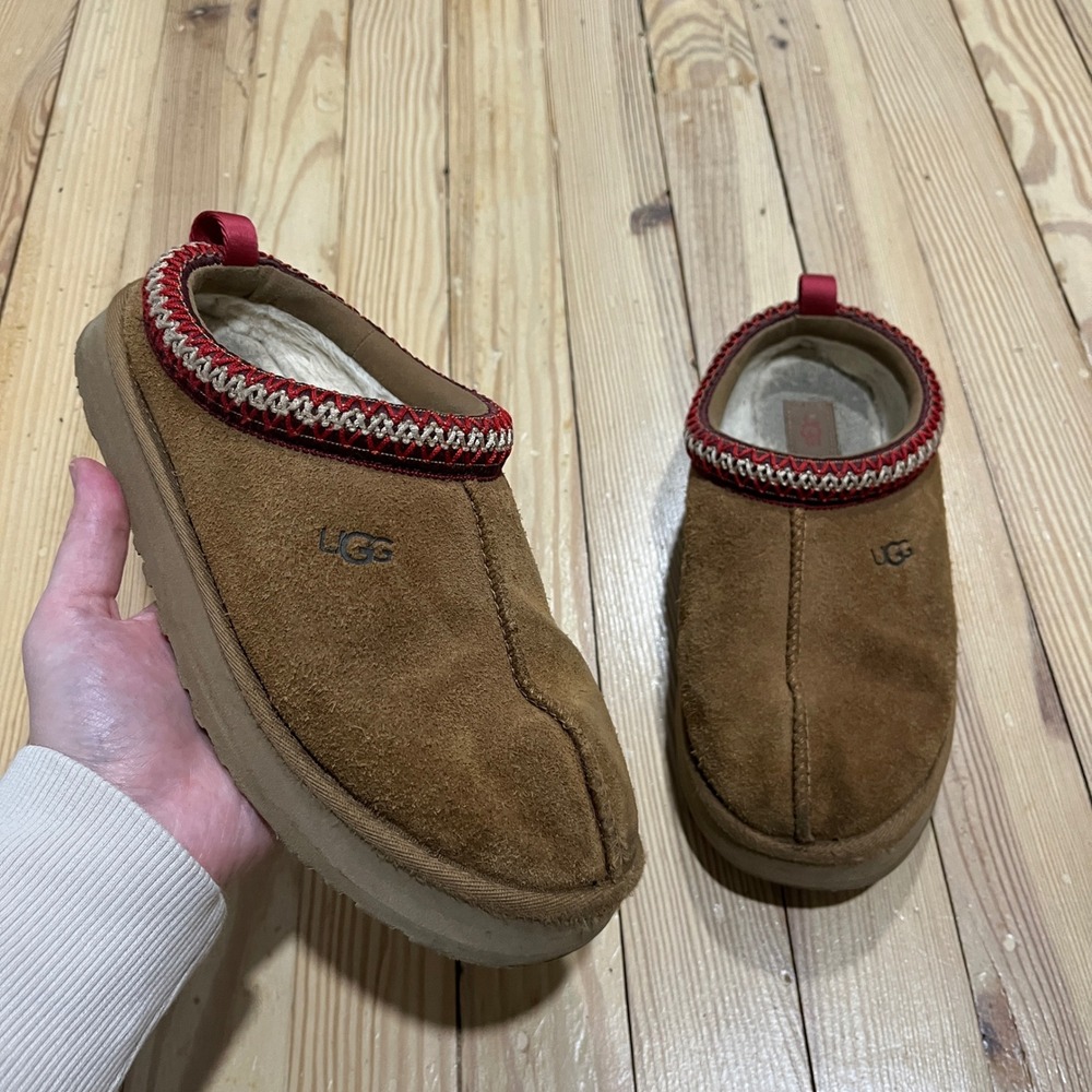 UGG Tasman Slipper Kids Size 5 Chestnut Suede Braid Slip On 1143776K comfort